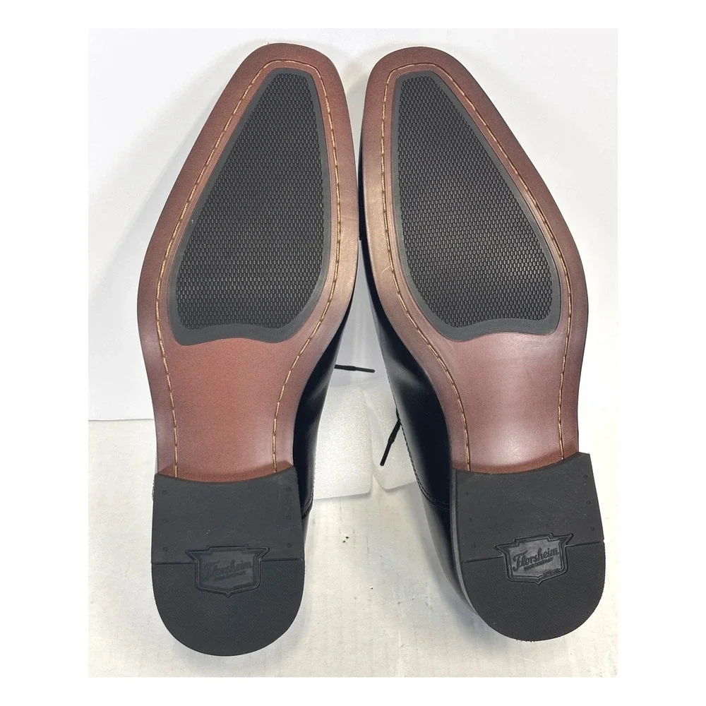 Florsheim Cap Toe Oxford Mens 9 3E Black Leather Black TIe Formal Business